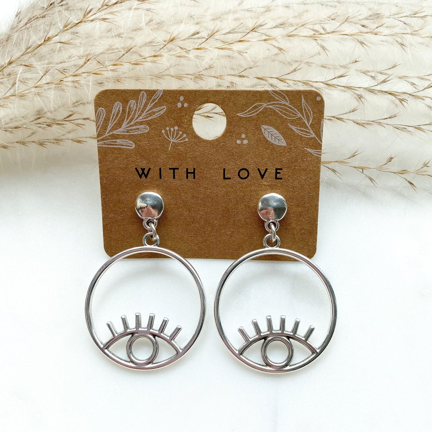 Boho Ohrringe in silber mit Auge - Feenmanufaktur