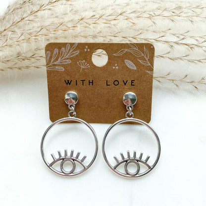 Boho Ohrringe in silber mit Auge - Feenmanufaktur