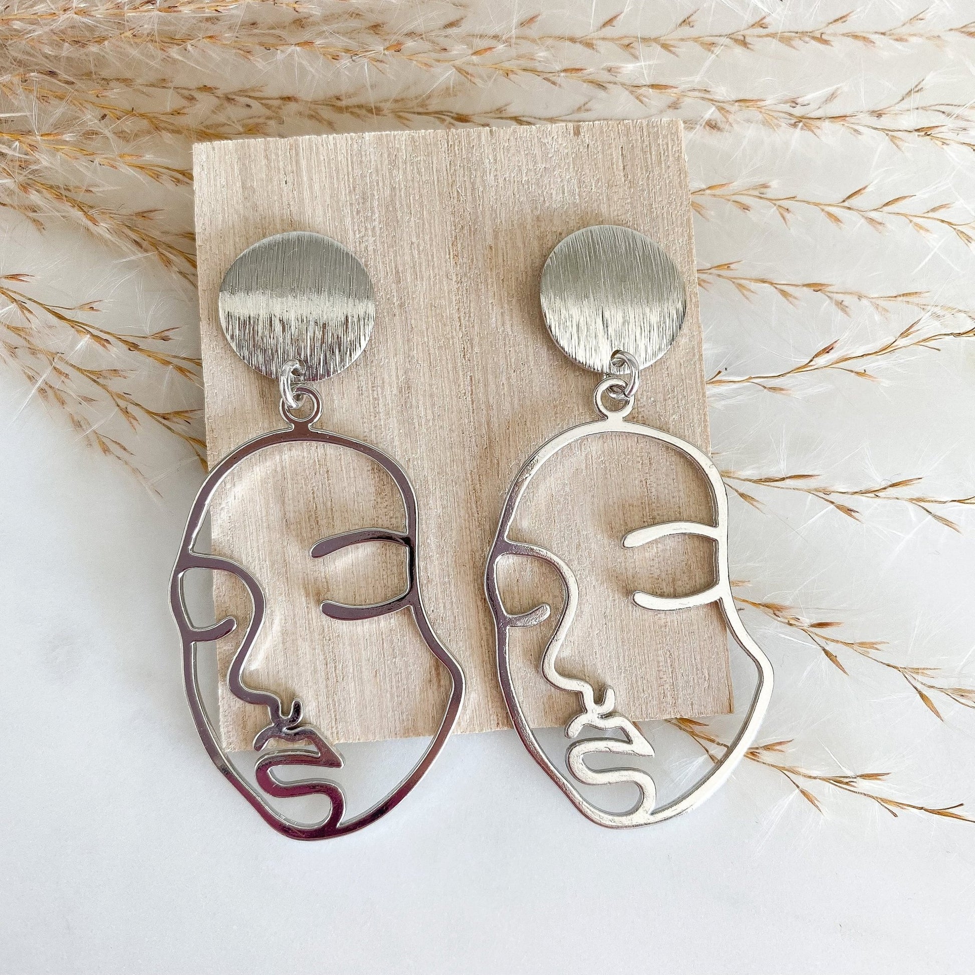 Boho Ohrringe mit Gesicht silber gold - Feenmanufaktur