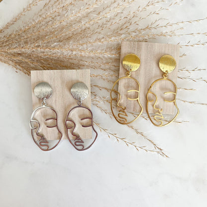 Boho Ohrringe mit Gesicht silber gold - Feenmanufaktur