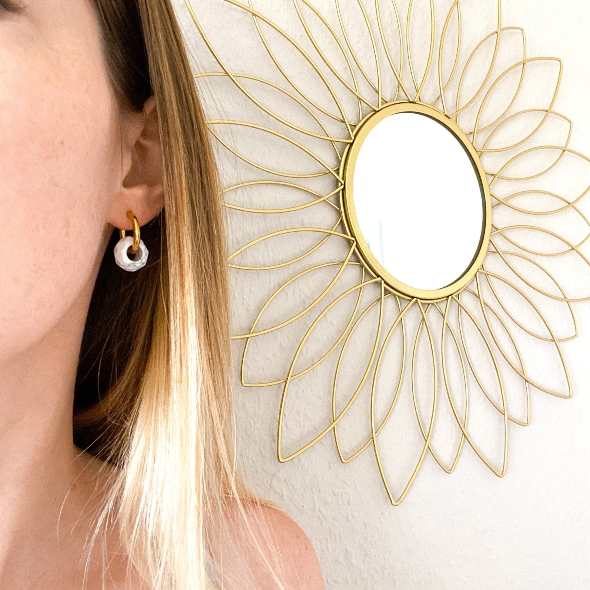 Boho - Ohrringe mit Marmor Anhänger - Feenmanufaktur