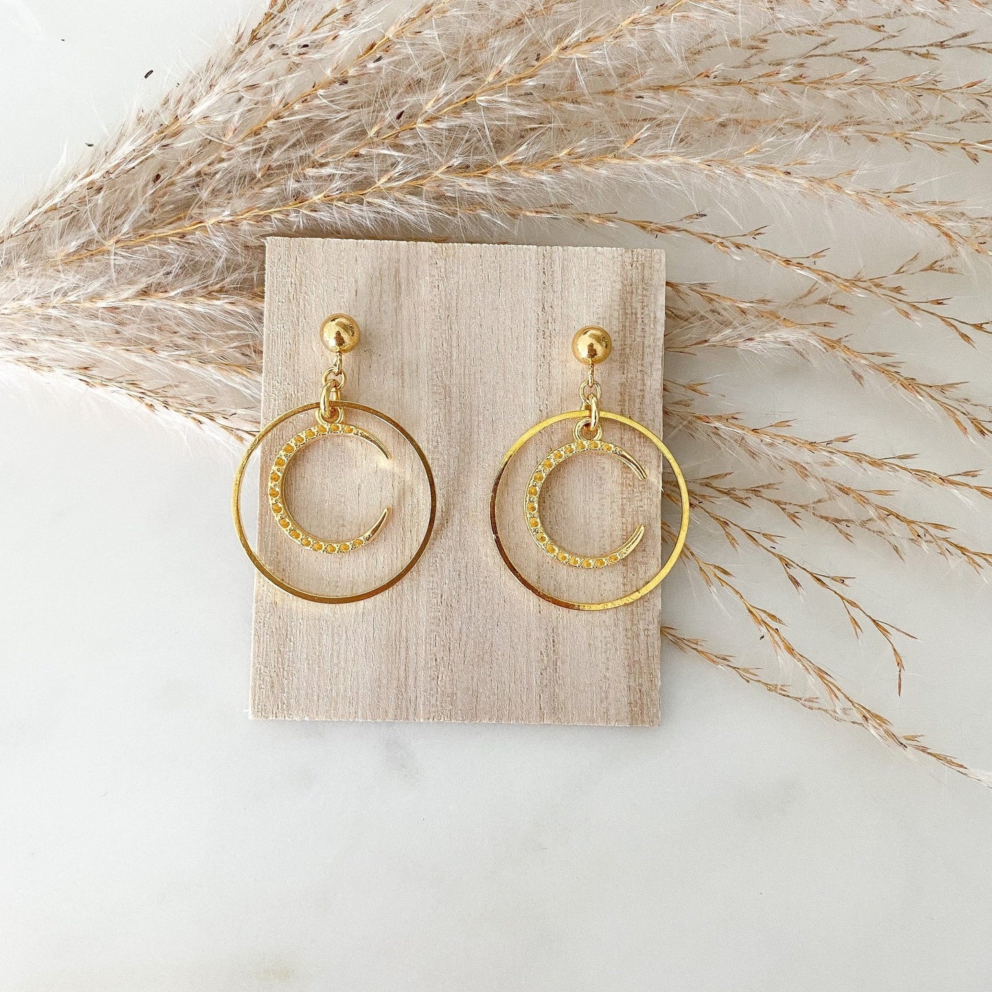 Boho Ohrringe "Mond" in gold - minimalistisch - Feenmanufaktur