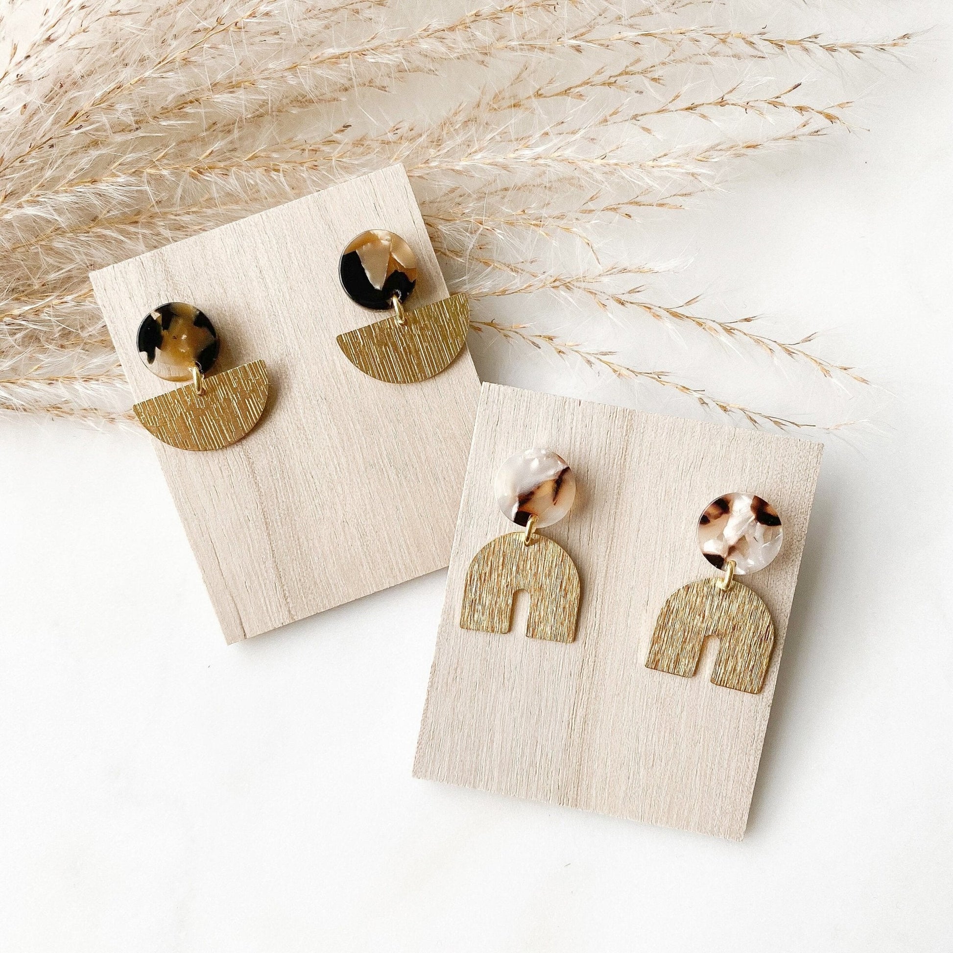 Boho Ohrringe Resin Harz Leomuster - Feenmanufaktur