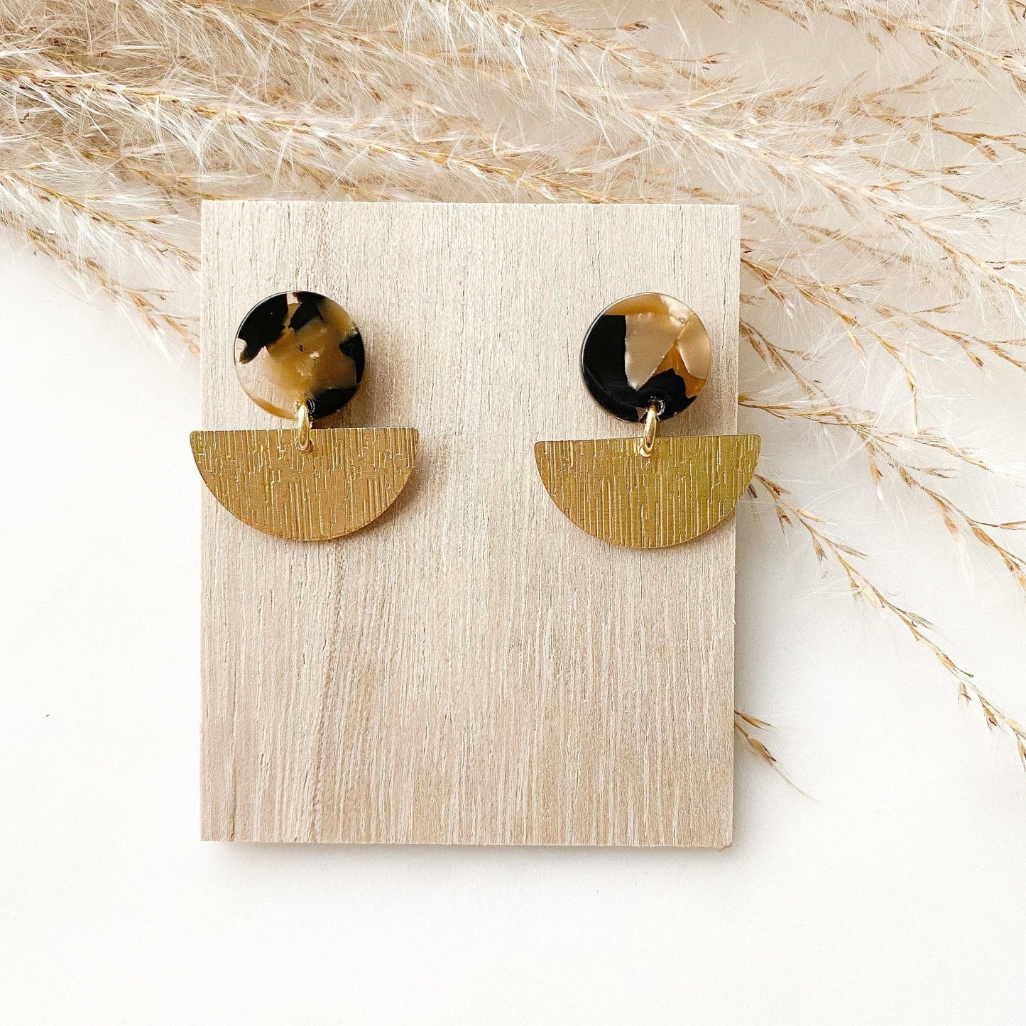 Boho Ohrringe Resin Harz Leomuster - Feenmanufaktur