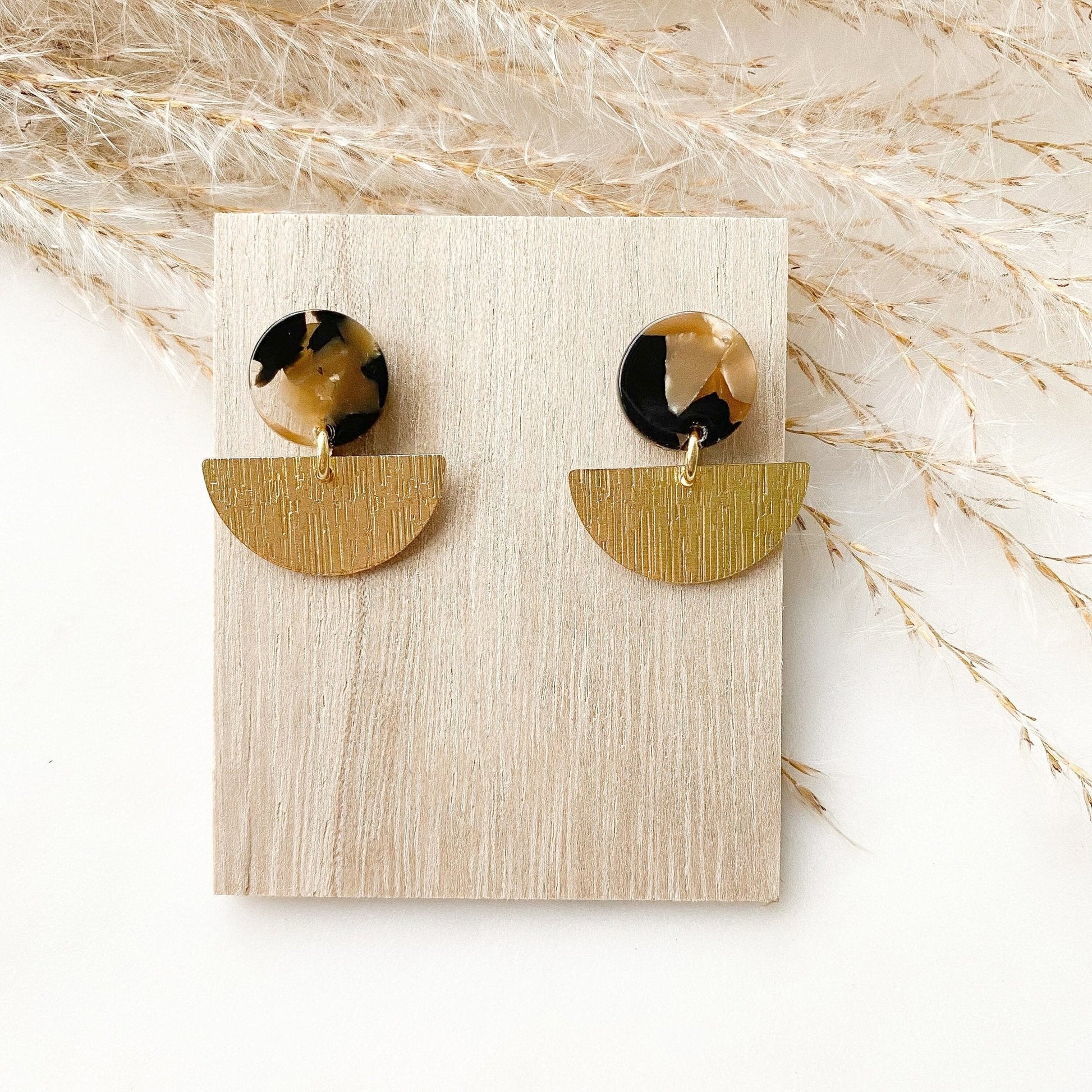 Boho Ohrringe Resin Harz Leomuster - Feenmanufaktur