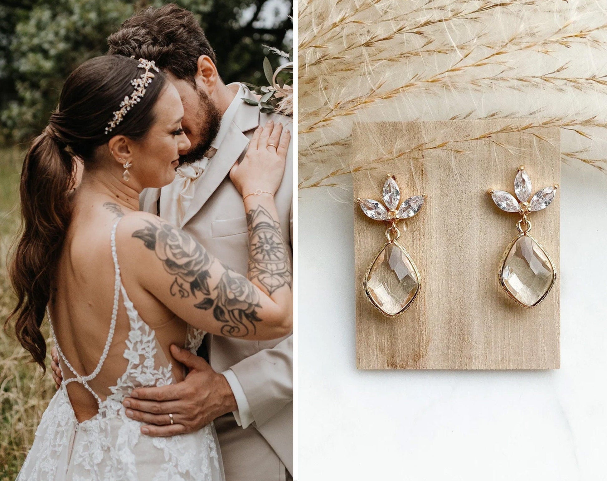 Braut Ohrringe 24k vergoldet "Elise" Hochzeitsschmuck - Feenmanufaktur