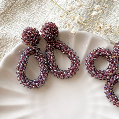 Elegante Glitzer Ohrringe "Florence" Lila Statement Ohrringe Facettperlen - Feenmanufaktur
