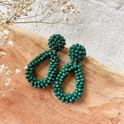 Elegante Glitzer Ohrringe "Florence" waldgrün Ohrringe - Feenmanufaktur