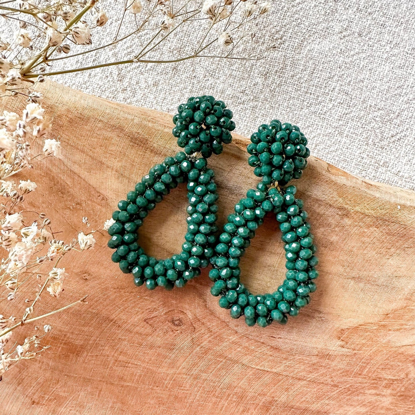 Elegante Glitzer Ohrringe "Florence" waldgrün Ohrringe - Feenmanufaktur