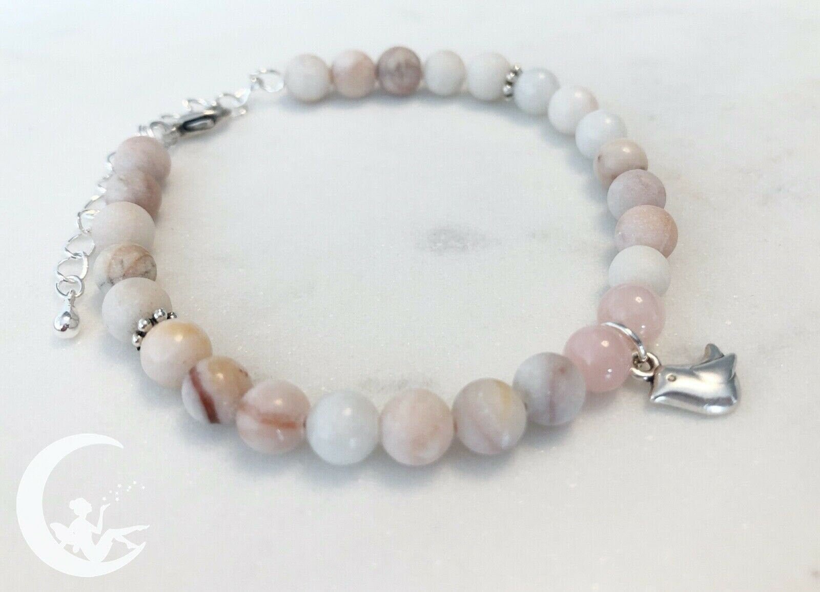 Frühlingsvogel Edelstein Armband Rosenquarz Jade Perlen Naturstein silber rosa - handgemacht - individualisierbar Perlenarmband Edelsteine - Feenmanufaktur