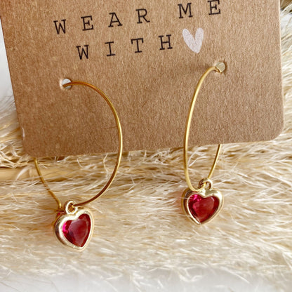 Funkelnde Liebe <3 edle Creolen in gold mit Herz *handgefertigte Ohrhänger* Herzen Blogger Style Herzchen Ohrringe Schmuck - Feenmanufaktur