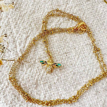 Halskette "Biene" in gold mit Zirkonia Steinen - Feenmanufaktur