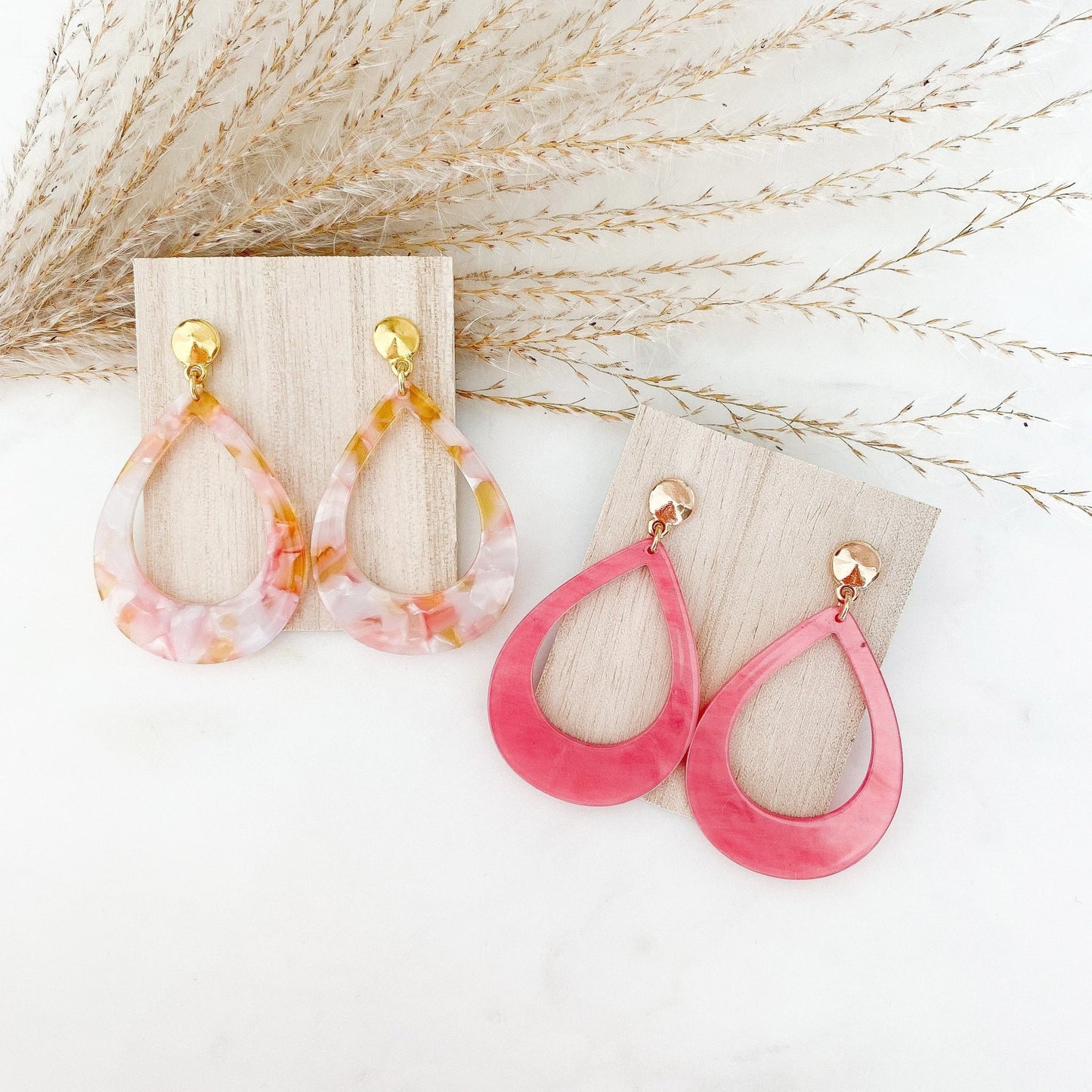 Handgefertigte Resin Ohrringe "Anna" in rosa - Feenmanufaktur