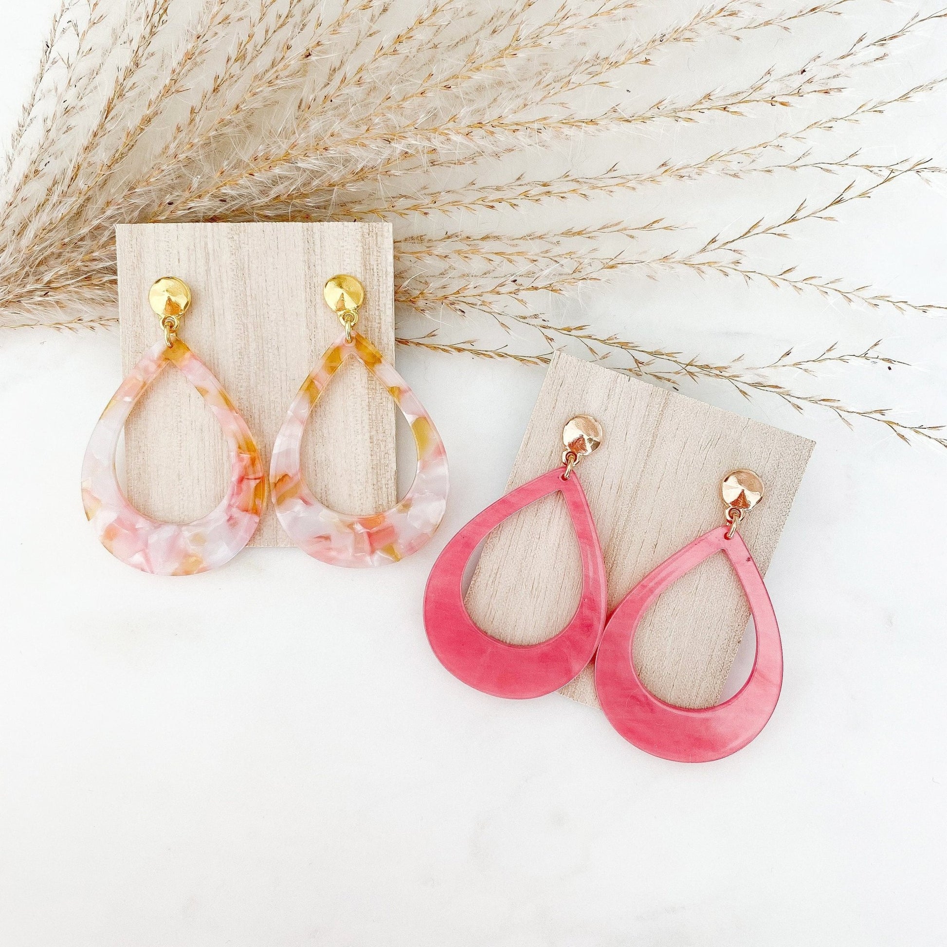 Handgefertigte Resin Ohrringe "Anna" in rosa - Feenmanufaktur