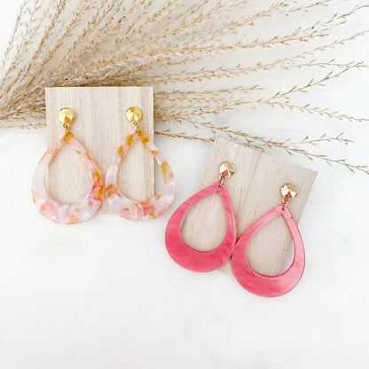 Handgefertigte Resin Ohrringe "Anna" in rosa - Feenmanufaktur