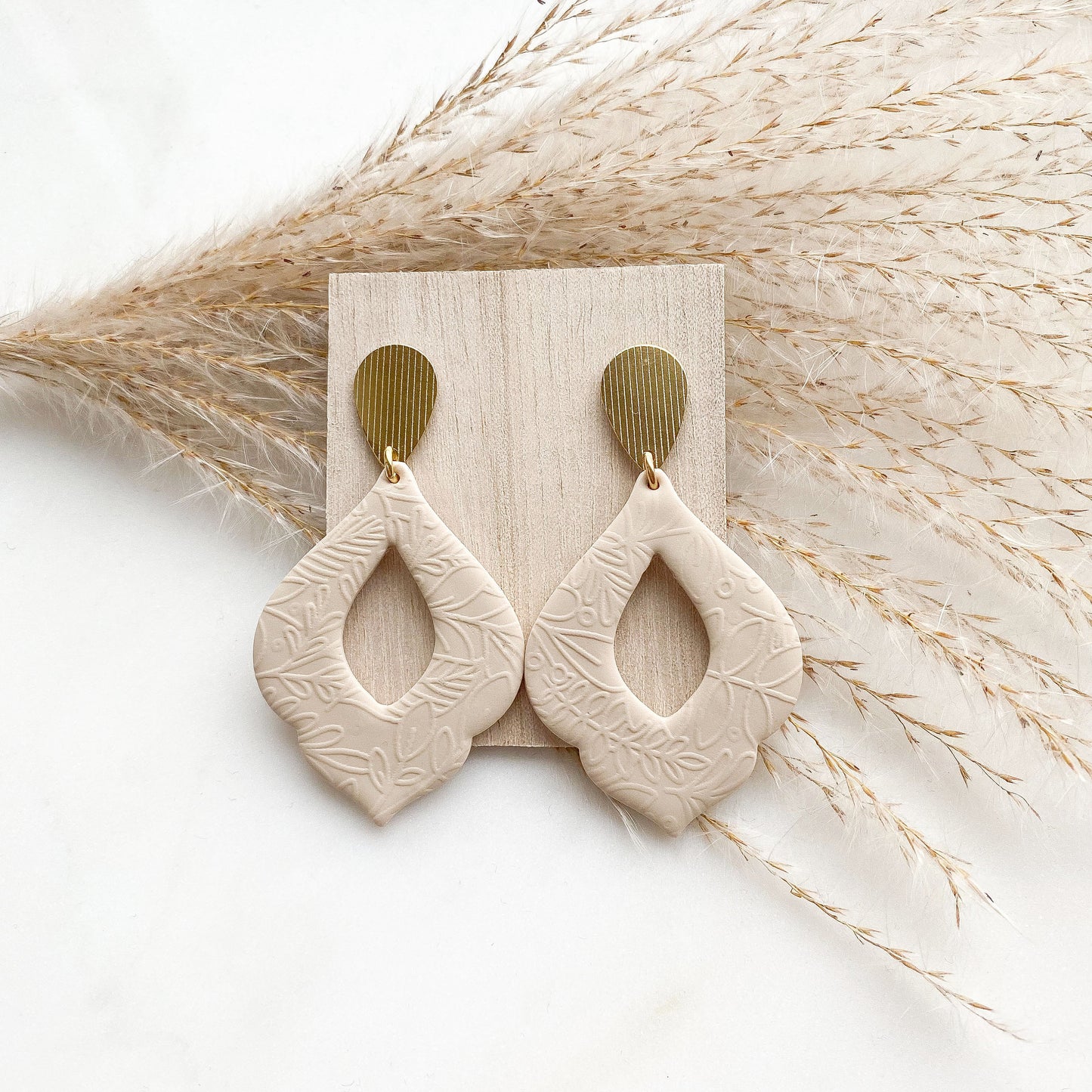 Polymer Clay Ohrringe "Marokko" beige gold