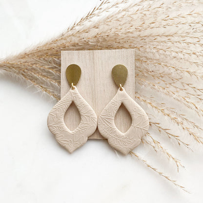 Polymer Clay Ohrringe "Marokko" beige gold