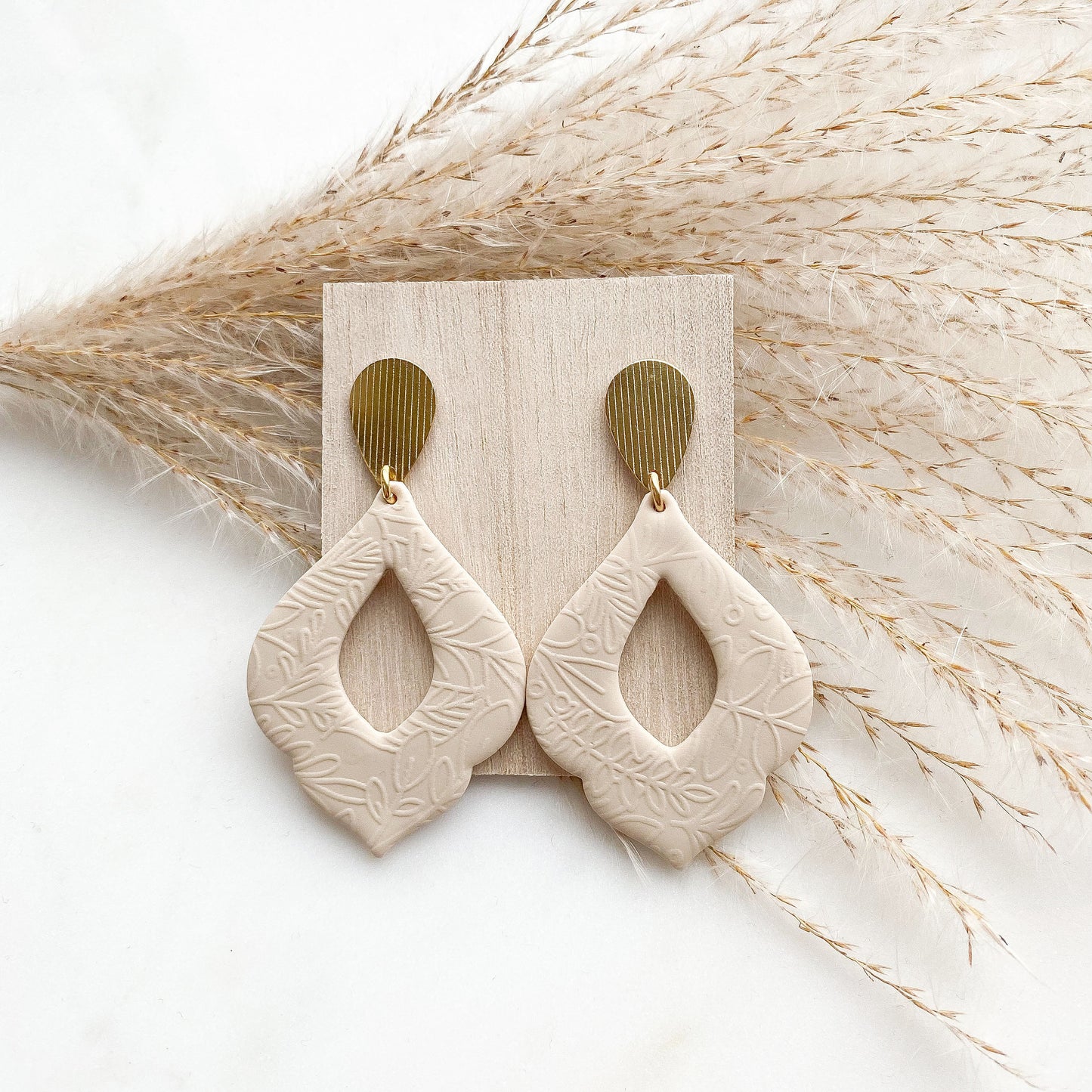 Polymer Clay Ohrringe "Marokko" beige gold