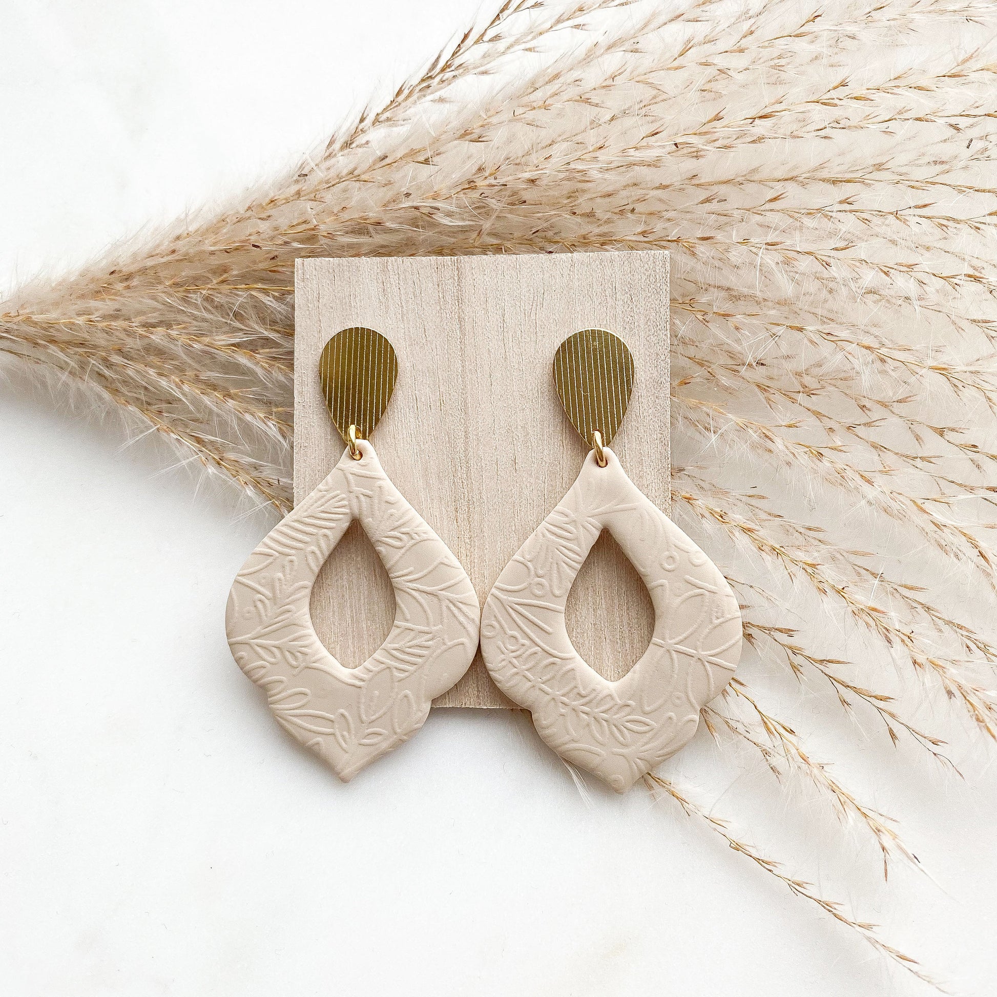 Polymer Clay Ohrringe "Marokko" beige gold