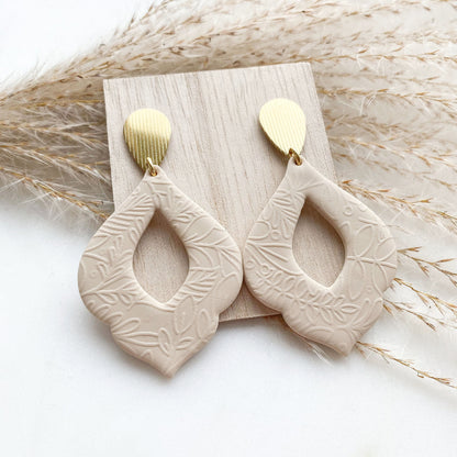 Polymer Clay Ohrringe "Marokko" beige gold