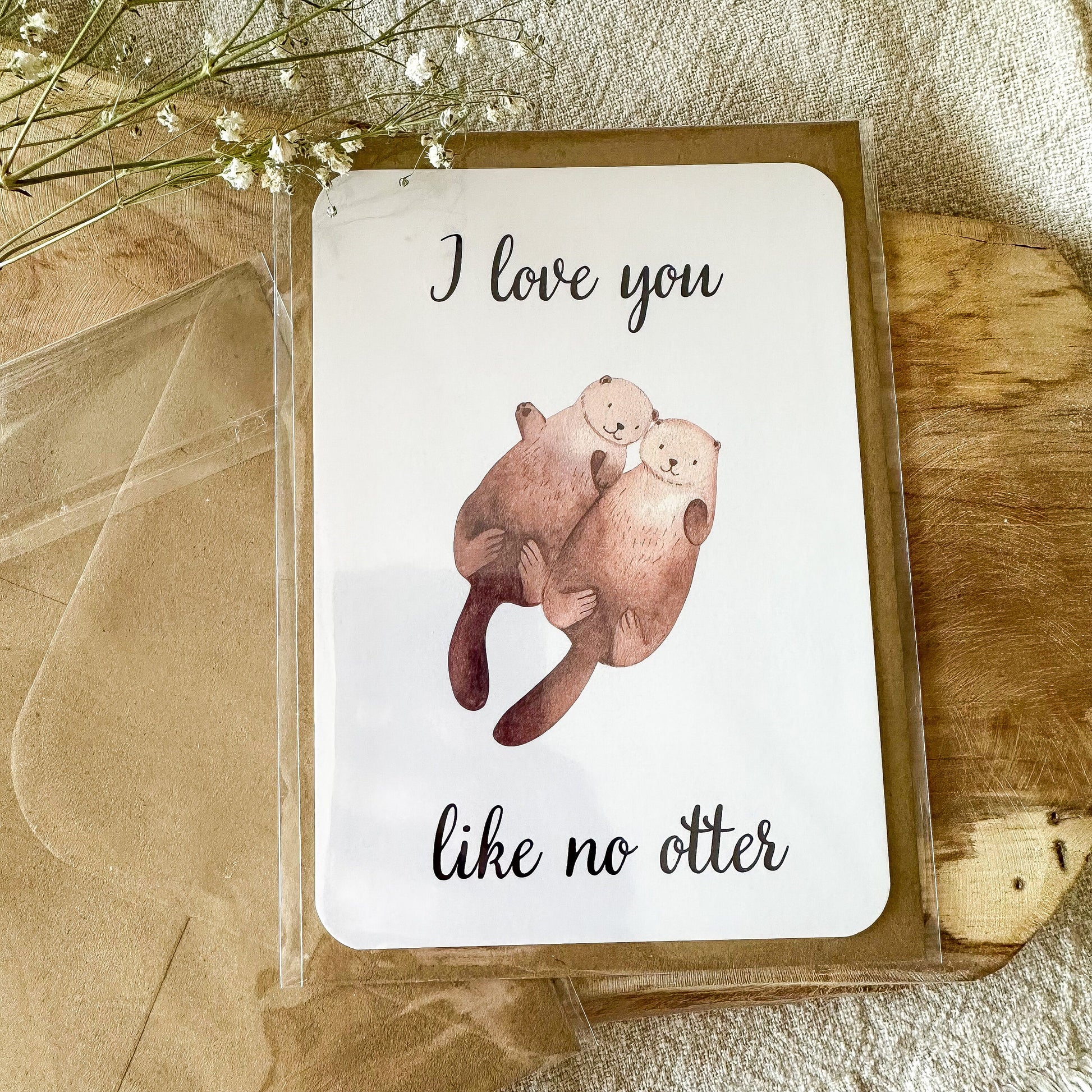 Postkarte "I love you like no otter" inkl. Umschlag (A6)