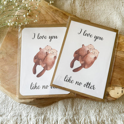 Postkarte "I love you like no otter" inkl. Umschlag (A6)