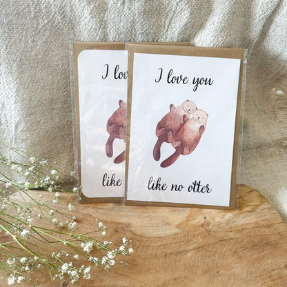 Postkarte "I love you like no otter" inkl. Umschlag (A6)