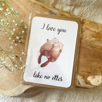 Postkarte "I love you like no otter" inkl. Umschlag (A6)
