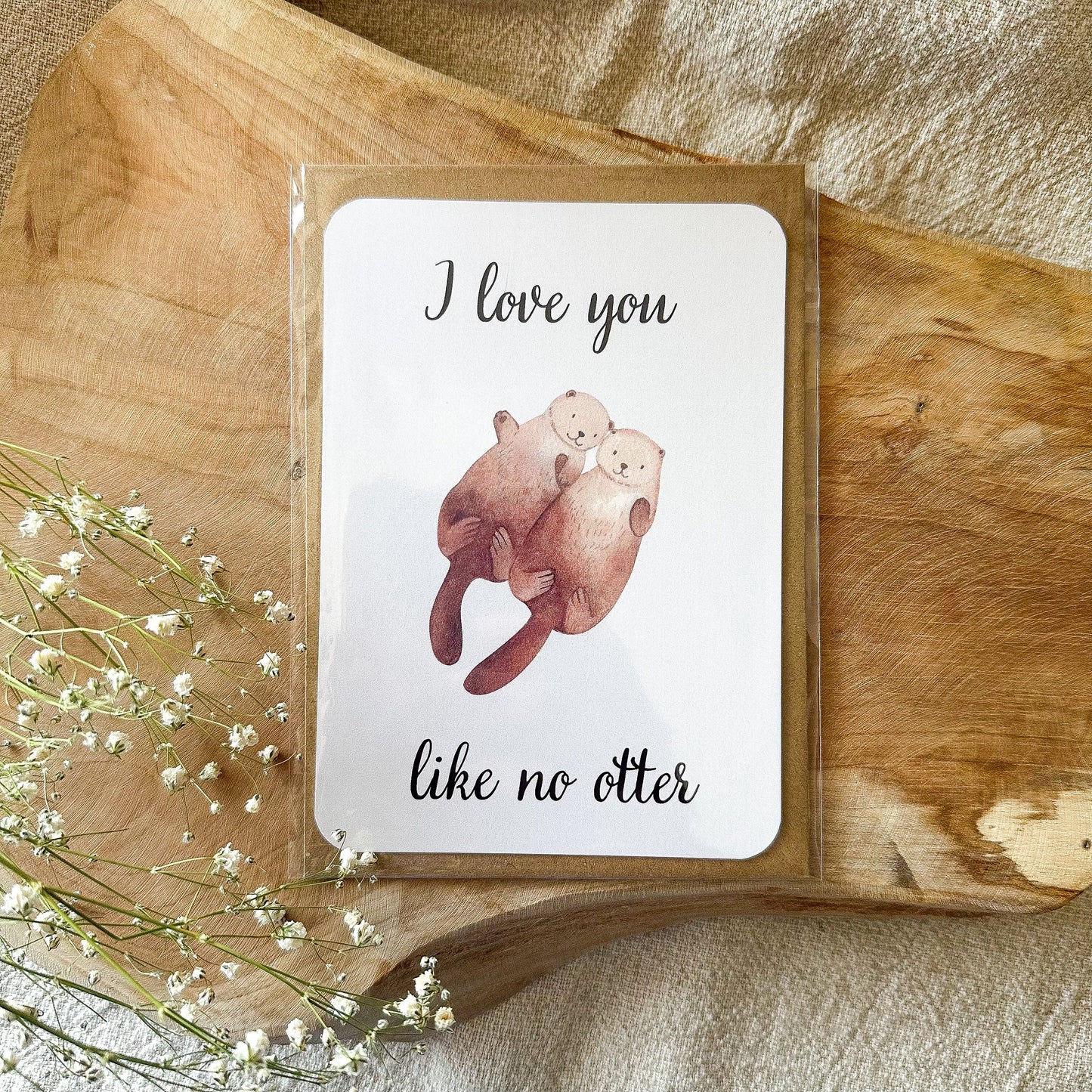 Postkarte "I love you like no otter" inkl. Umschlag (A6)