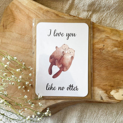 Postkarte "I love you like no otter" inkl. Umschlag (A6)