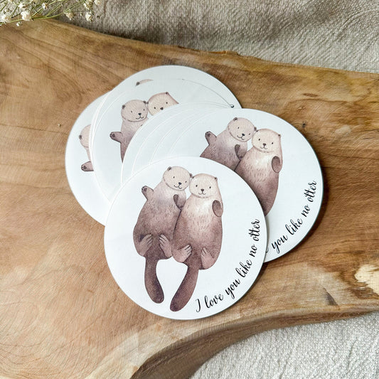 Sticker "I love you like no otter" Aufkleber rund 9,5 cm