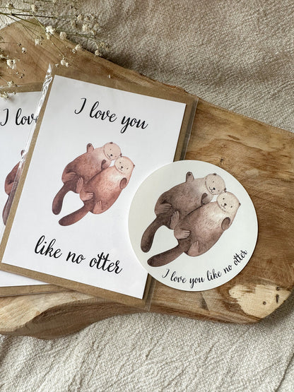 Sticker "I love you like no otter" Aufkleber rund 9,5 cm