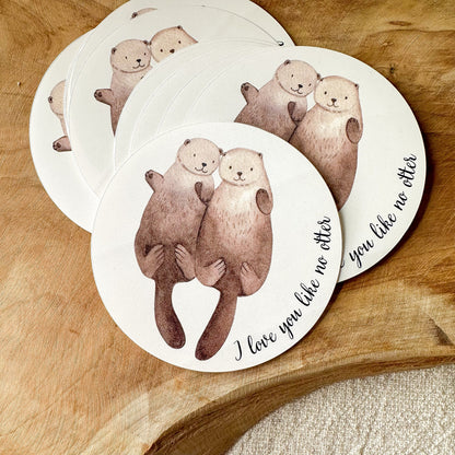 Sticker "I love you like no otter" Aufkleber rund 9,5 cm