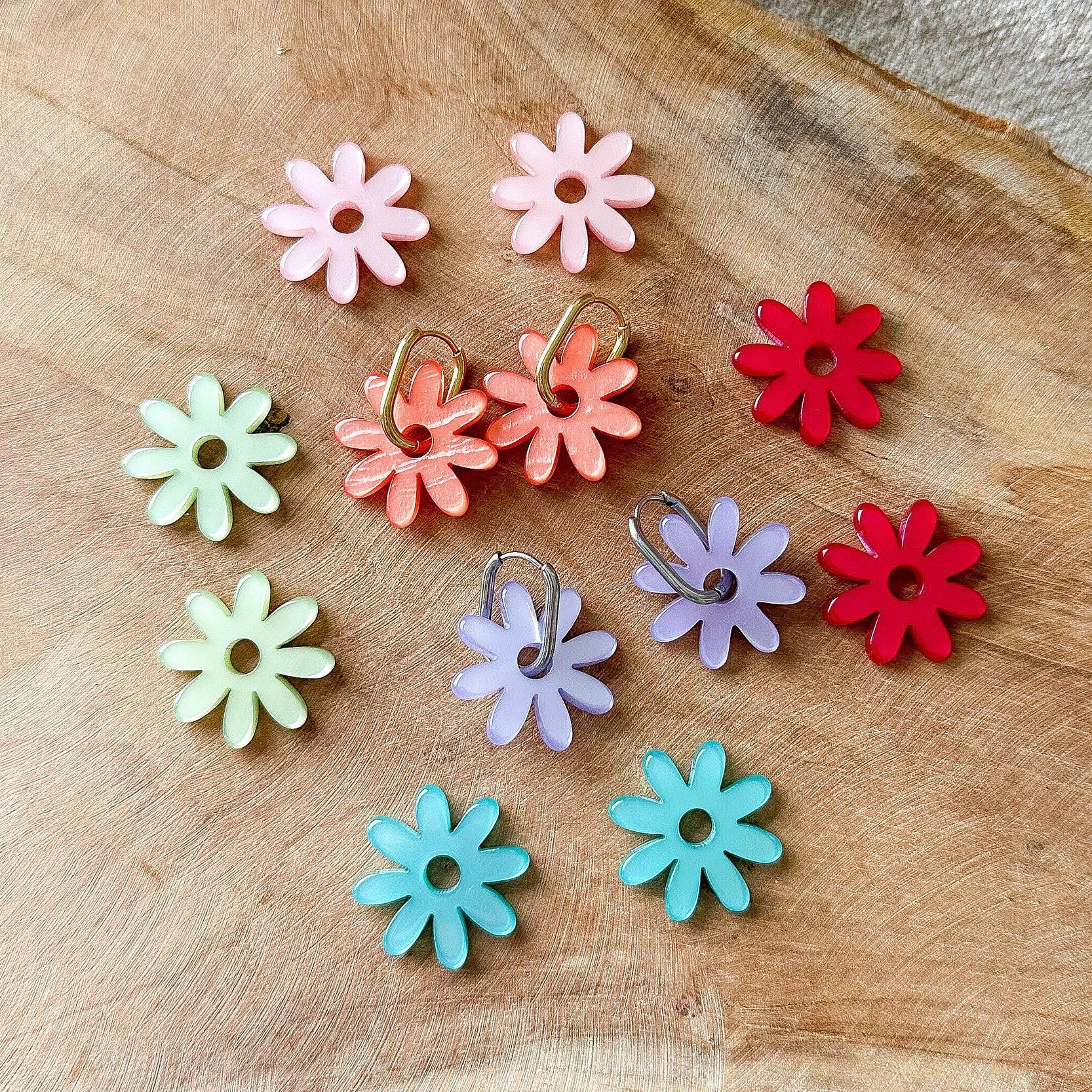 Mix & Match Blumen Ohrringe in gold oder silber
