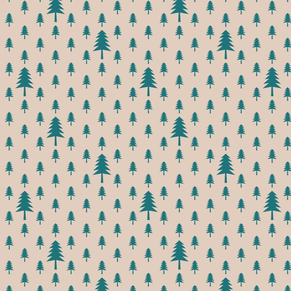 Geschentüte Blockbodenbeutel Tasche aus Papier 17 x 10 x 25 cm mit grünen Tannenbäumen