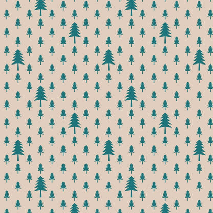 Geschentüte Blockbodenbeutel Tasche aus Papier 17 x 10 x 25 cm mit grünen Tannenbäumen