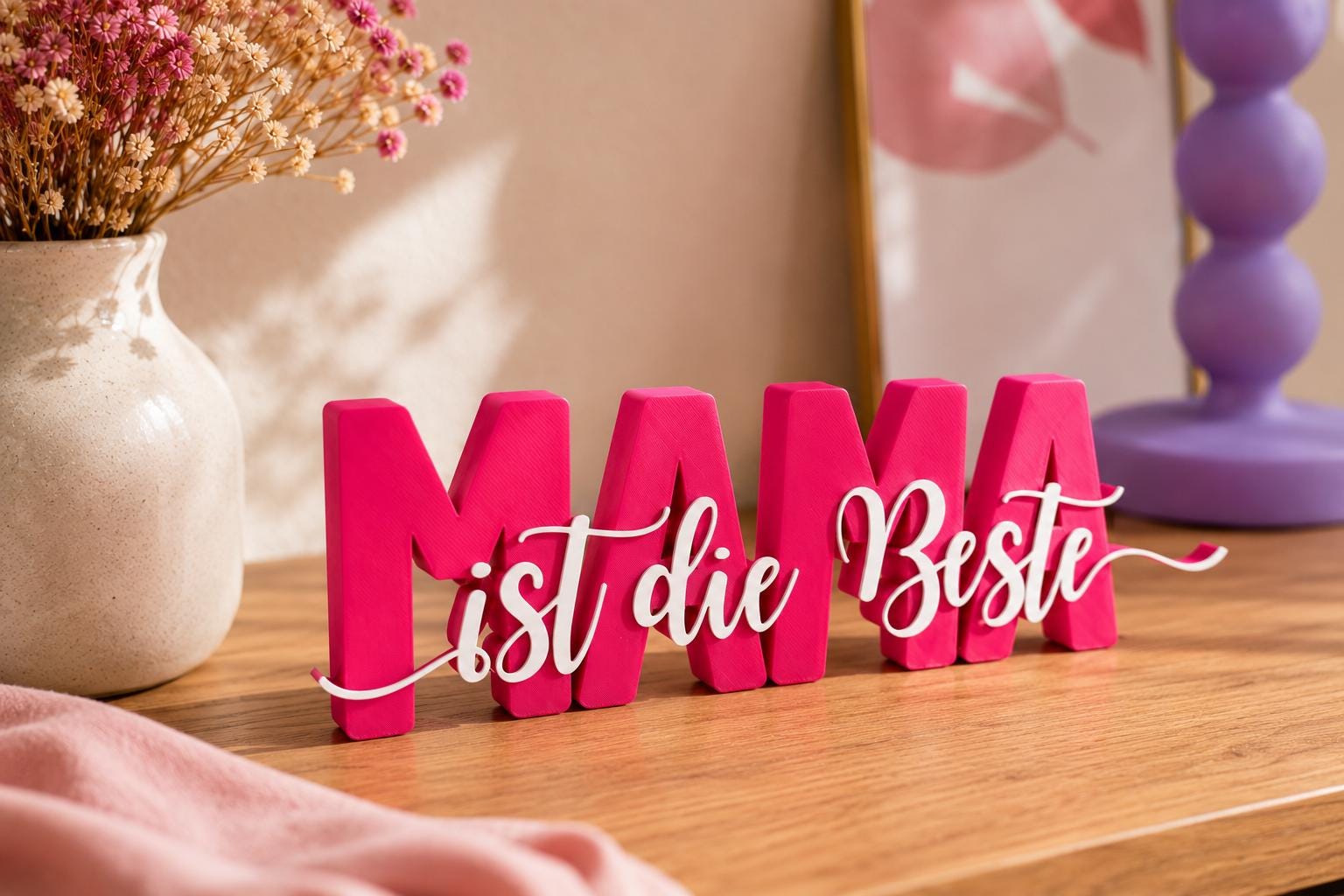 3MF | 3D Druckdatei Mama ist die Beste – Muttertag Deko mit kommerzieller Nutzung