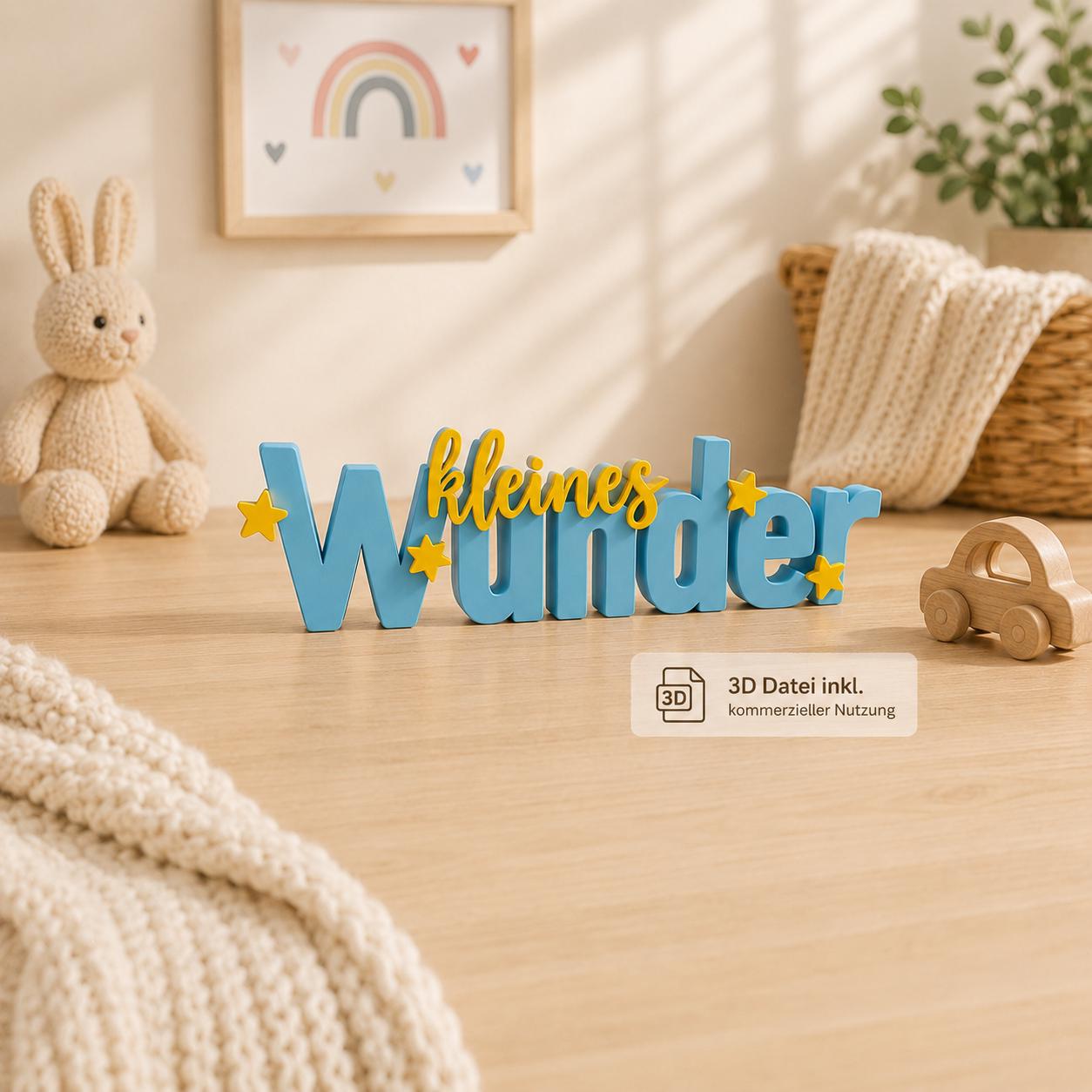 3MF | 3D Druckdatei kleines Wunder – Babygeschenk Kinderzimmer Deko mit kommerzieller Nutzung