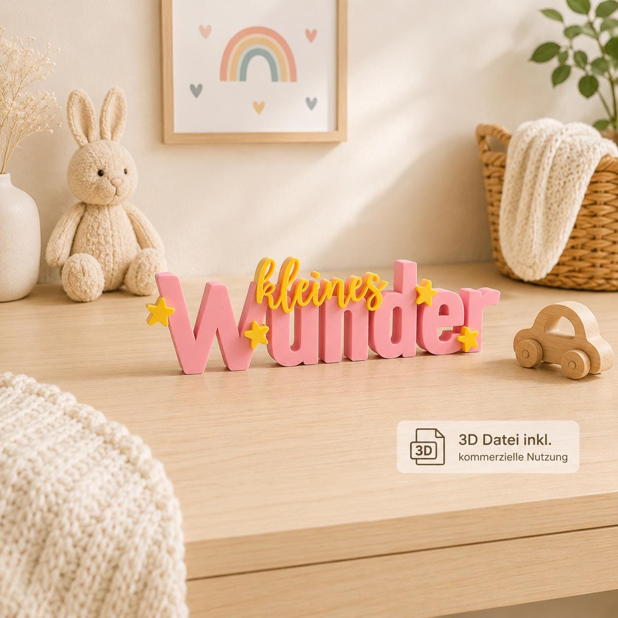 3MF | 3D Druckdatei kleines Wunder – Baby Kinderzimmer Deko mit kommerzieller Nutzung