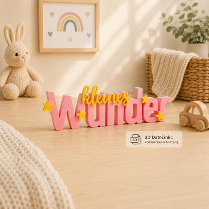 3MF | 3D Druckdatei kleines Wunder – Babygeschenk Kinderzimmer Deko mit kommerzieller Nutzung
