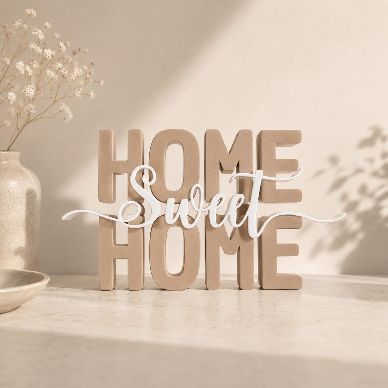 Home Sweet Home STL Datei & 3MF | 3D Druck Schriftzug für Wohnzimmer | Dekoration | Bambu Lab kompatibel | kommerzielle Nutzung