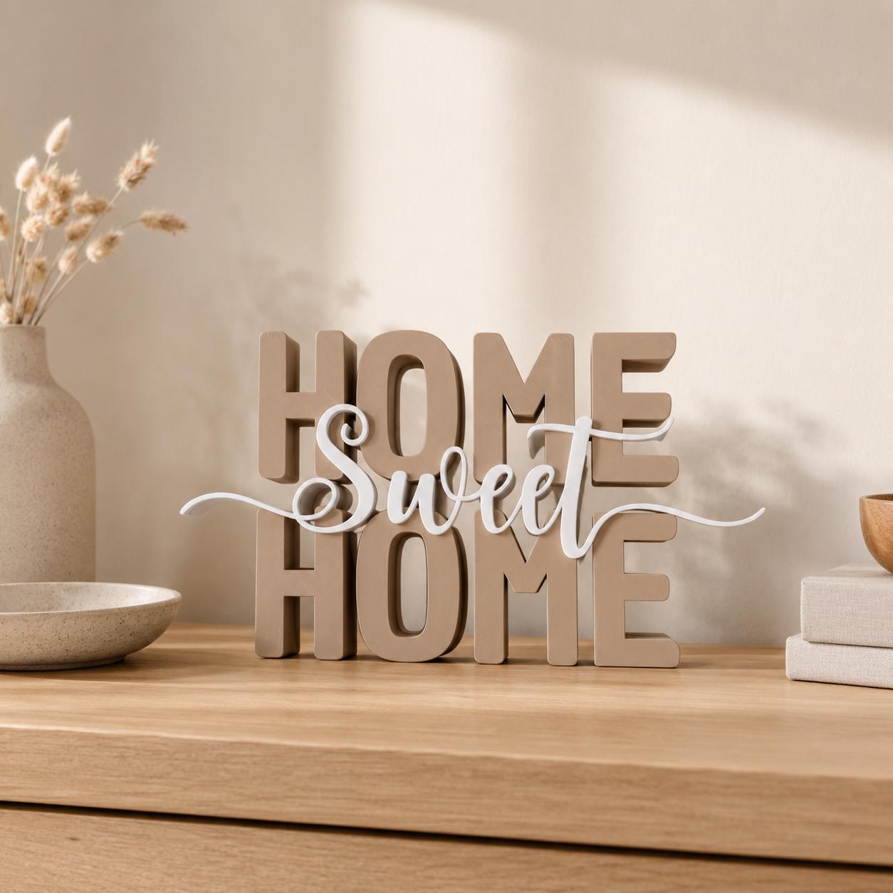 Home Sweet Home STL Datei & 3MF | 3D Druck Schriftzug für Wohnzimmer | Dekoration | Bambu Lab kompatibel | kommerzielle Nutzung