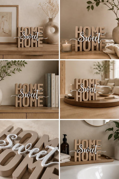 Home Sweet Home STL Datei & 3MF | 3D Druck Schriftzug für Wohnzimmer | Dekoration | Bambu Lab kompatibel | kommerzielle Nutzung