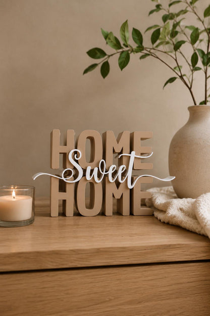 Home Sweet Home STL Datei & 3MF | 3D Druck Schriftzug für Wohnzimmer | Dekoration | Bambu Lab kompatibel | kommerzielle Nutzung
