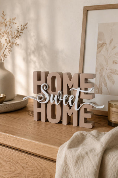 Home Sweet Home STL Datei & 3MF | 3D Druck Schriftzug für Wohnzimmer | Dekoration | Bambu Lab kompatibel | kommerzielle Nutzung