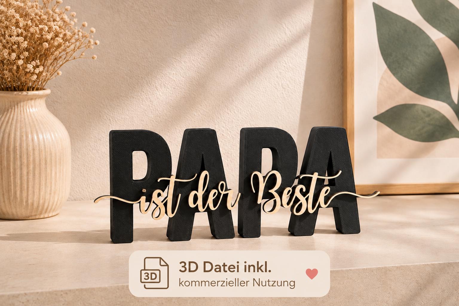 3MF | 3D DRUCKDATEI Papa ist der Beste – Vatertag Deko mit kommerzieller Nutzung