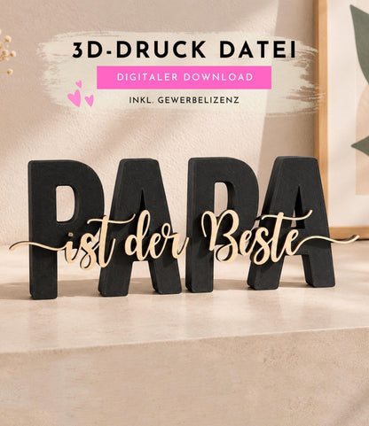 3MF | 3D DRUCKDATEI Papa ist der Beste – Vatertag Deko mit kommerzieller Nutzung