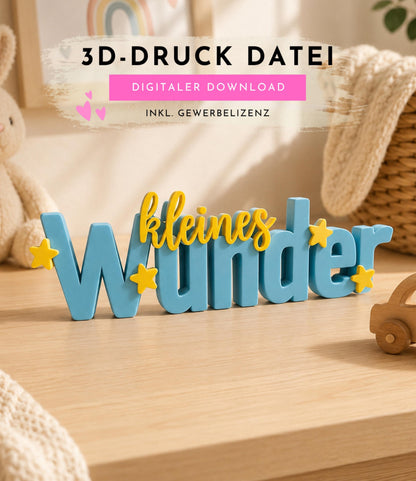 3MF | 3D Druckdatei kleines Wunder – Baby Kinderzimmer Deko mit kommerzieller Nutzung