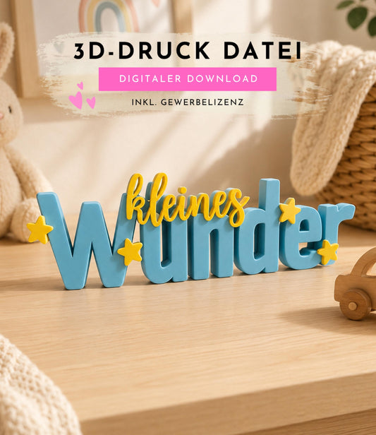 3MF | 3D Druckdatei kleines Wunder – Baby Kinderzimmer Deko mit kommerzieller Nutzung