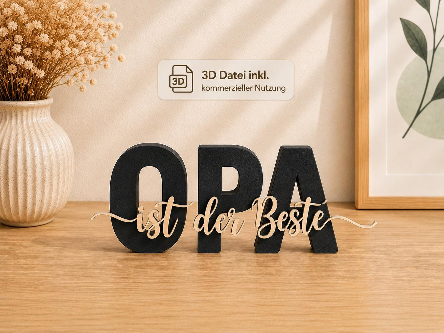 3MF | 3D Druckdatei Opa ist der Beste – Vatertag Deko mit kommerzieller Nutzung